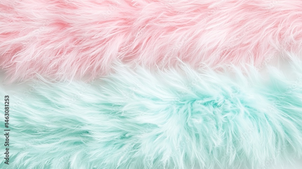 Obraz premium Soft Colorful Fur Textures in Pastel Pink and Mint Green Shades