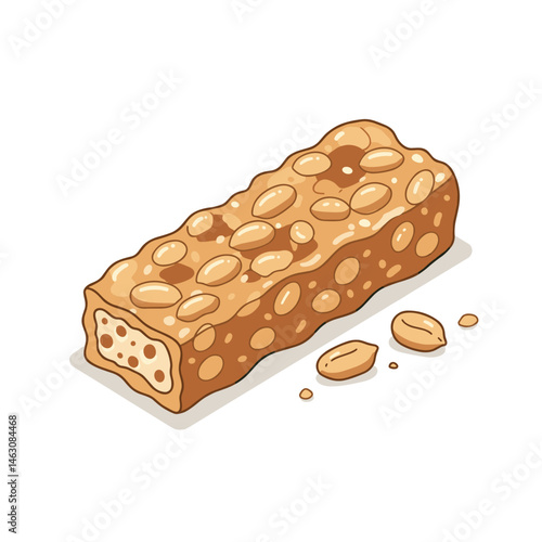 Peanut Brittle Sweet Treat Vector Illustration. Crunchy Texture, Isolated on Transparent. Classic Candy Dessert Snack, Recipe, Menu, Packaging