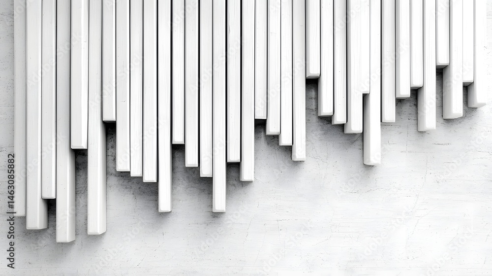Fototapeta premium Abstract Composition of Vertical White Strips on Light Gray Surface
