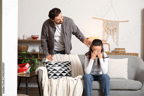 Angry man quarreling with h...