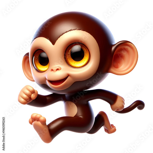 Cute 3d chimpanzee isolated on white background