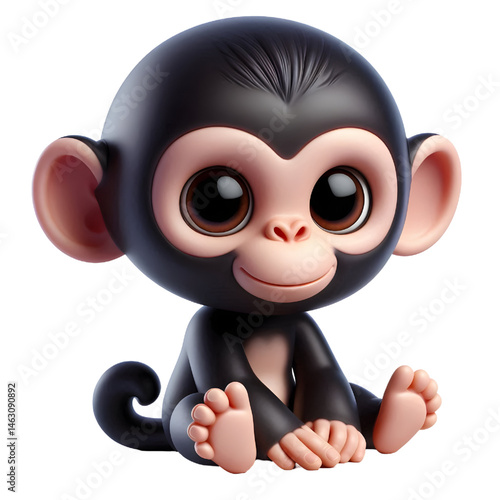 Cute 3d chimpanzee isolated on white background
