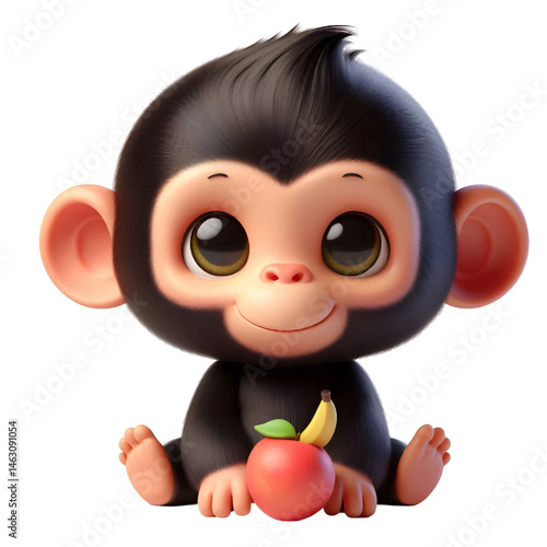 Cute 3d chimpanzee isolated on white background