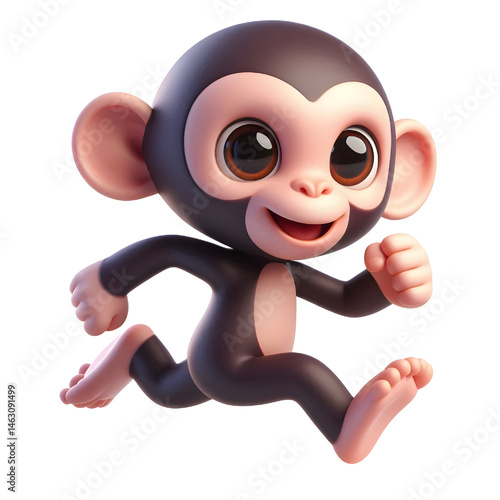Cute 3d chimpanzee isolated on white background