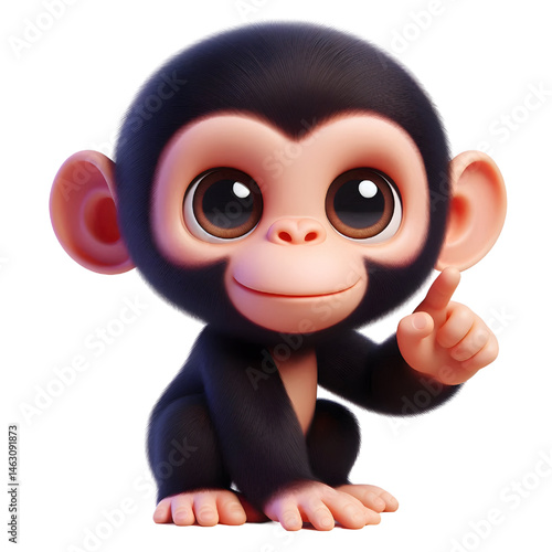Cute 3d chimpanzee isolated on white background