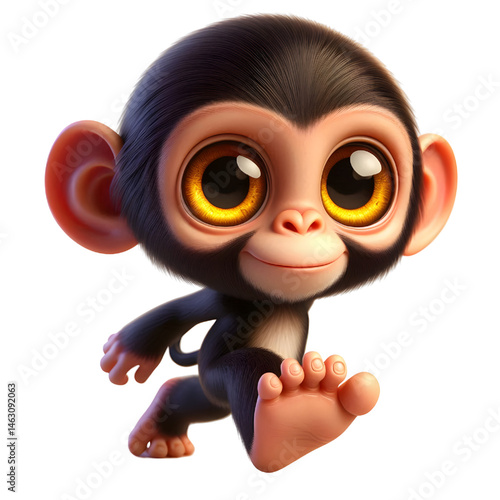 Cute 3d chimpanzee isolated on white background