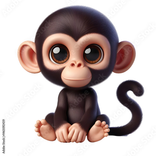 Cute 3d chimpanzee isolated on white background