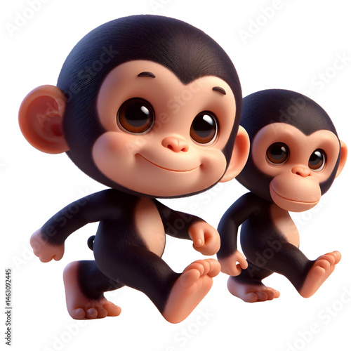 Cute 3d chimpanzee isolated on white background