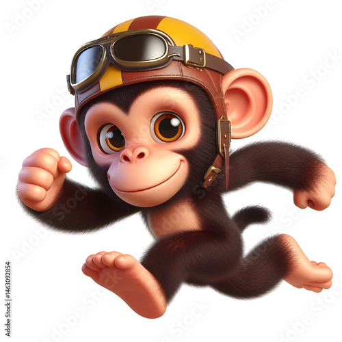 Cute 3d chimpanzee isolated on white background