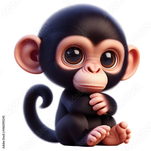Cute 3d chimpanzee isolated on white background