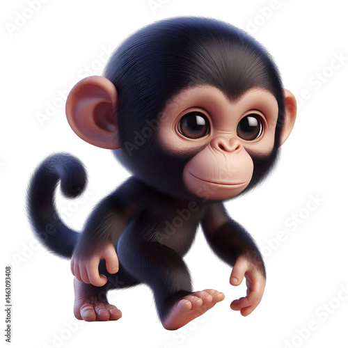 Cute 3d chimpanzee isolated on white background