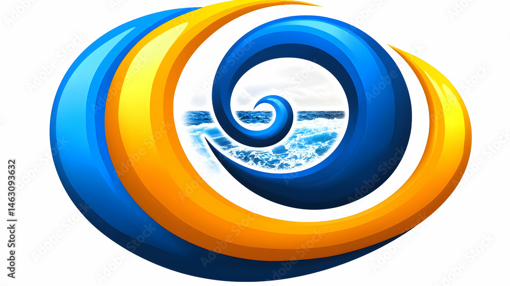 Obraz premium Abstract ocean swirl design; sea waves background; website banner or graphic