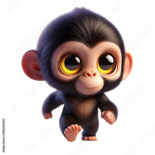 Cute 3d chimpanzee isolated on white background