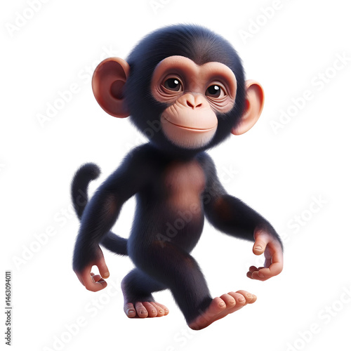 Cute 3d chimpanzee isolated on white background
