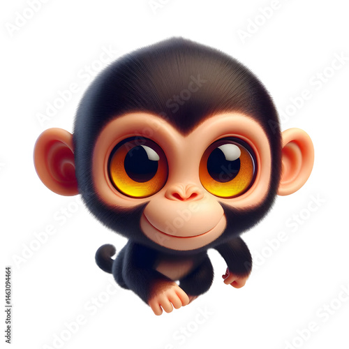 Cute 3d chimpanzee isolated on white background