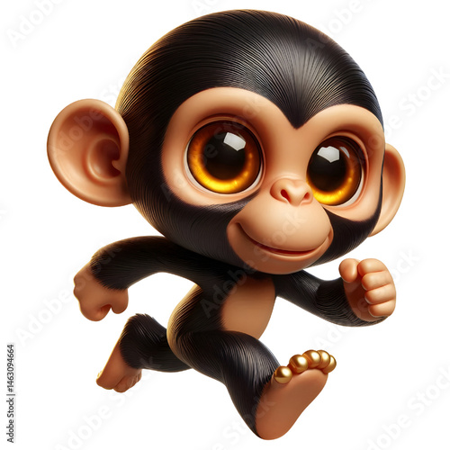 Cute 3d chimpanzee isolated on white background