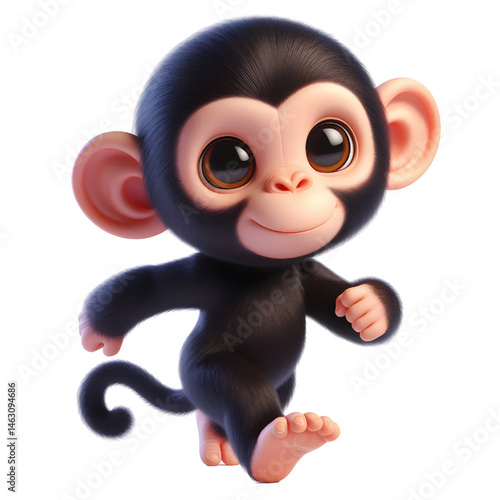 Cute 3d chimpanzee isolated on white background