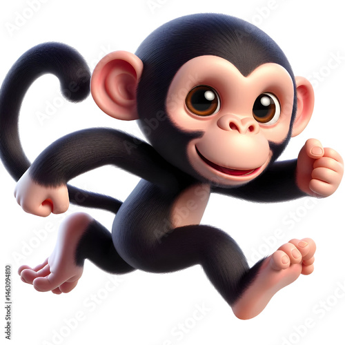 Cute 3d chimpanzee isolated on white background