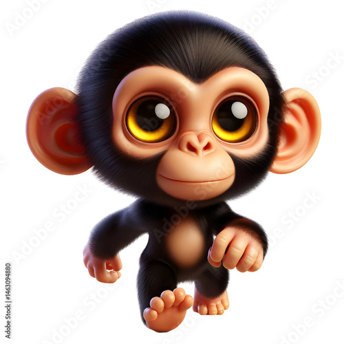 Cute 3d chimpanzee isolated on white background