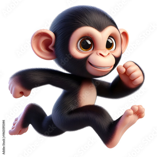Cute 3d chimpanzee isolated on white background