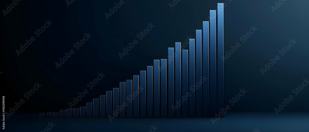 Fototapeta premium Dark Blue Bar Graph Showing Progress
