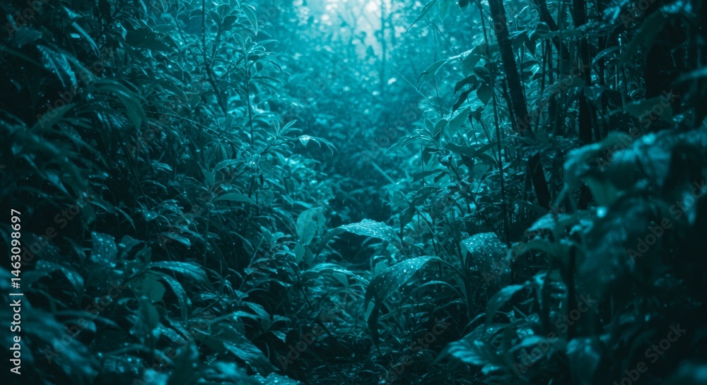 Rainforest View Through glass Window During Rainy Morning peaceful view Rainforest View Through glass Window During Rainy Morning peaceful view