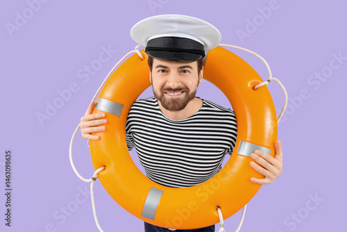 Male sailor with rescue rin...