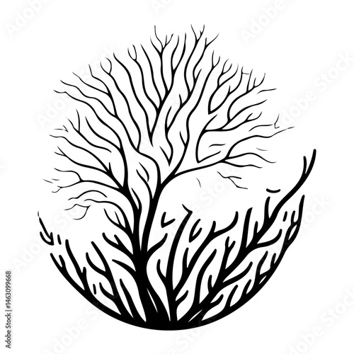 Stylized arboreal silhouette against a bright backdrop for decorative design