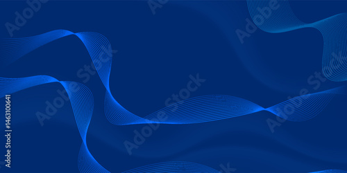 Abstract blue background with glowing wave. Shiny blue moving lines design element. Modern smooth wavy lines.