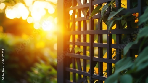Sunset garden trellis vines