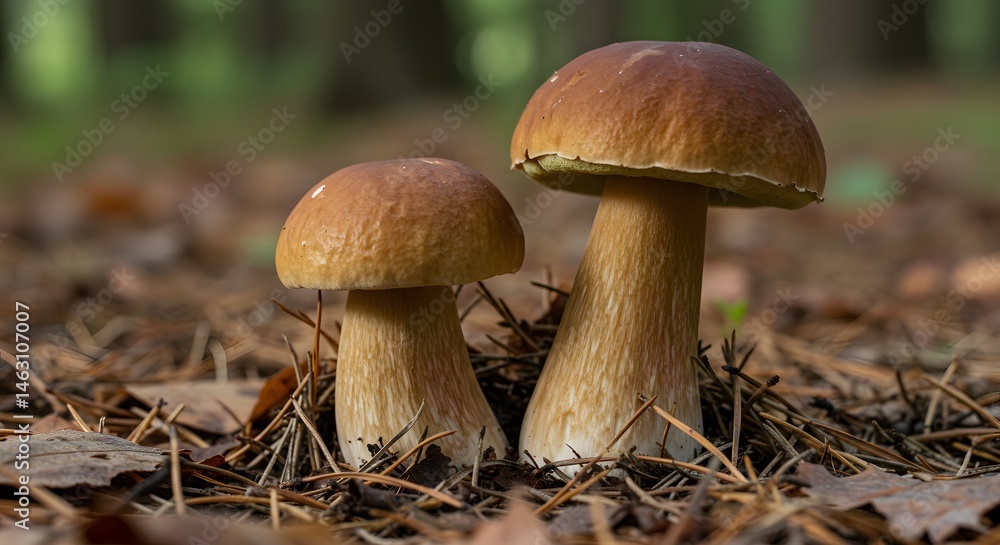 Boletus Growing in Forest Ground Wild Edible Mushroom Boletus Growing in Forest Ground Wild Edible Mushroom