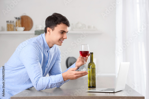 Young man having  online da...