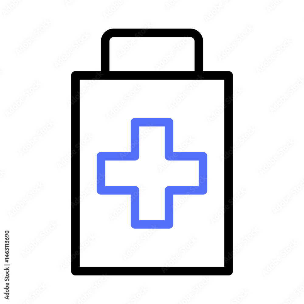 Stylized medical bag icon representing healthcare and emergency assistance Stylized medical bag icon representing healthcare and emergency assistance