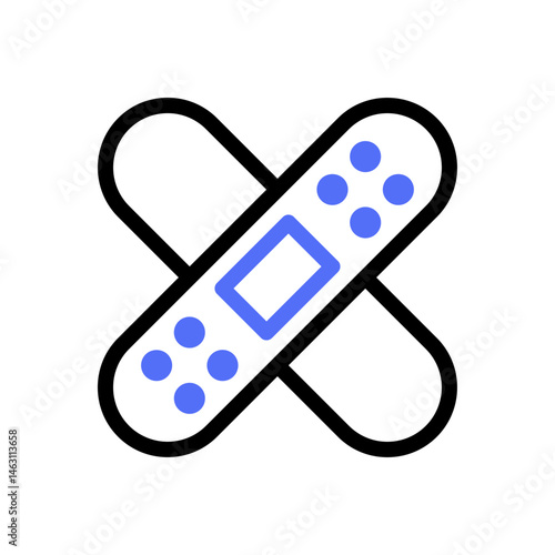 Intersecting bandages depicted as a graphic element for medical concepts