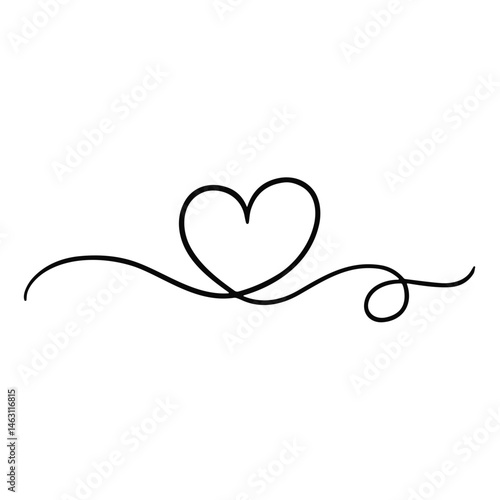 continuous line heart and love divider