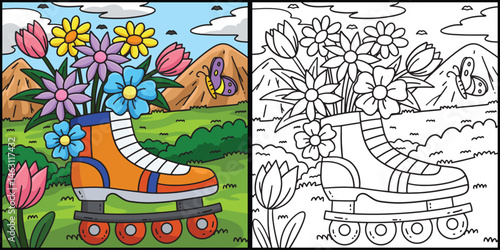 Inline Skates with Sprouting Flowers Illustration 