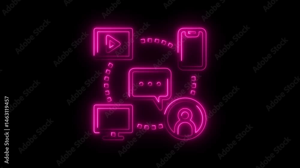 Neon communication network connecting devices with person account and online content Neon communication network connecting devices with person account and online content