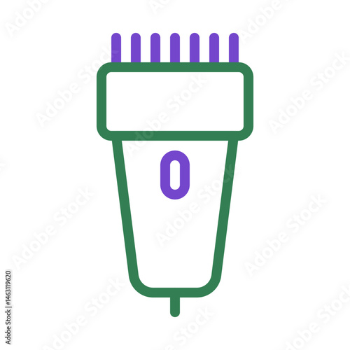 Modern illustration of an electric shaver with striking color accents and simple design