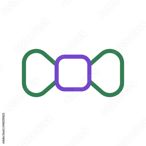 Stylized graphic icon illustrating a modern bowtie concept with vibrant color contrast