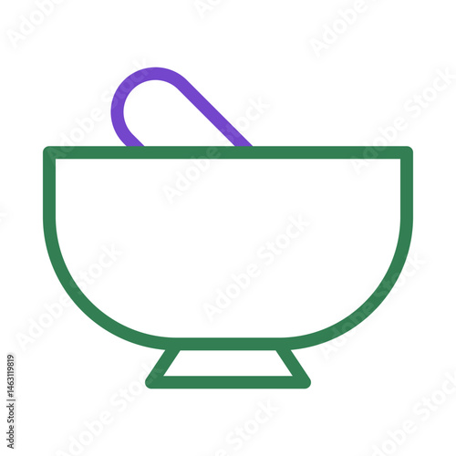 Minimalist herbal remedy preparation icon, health care symbol of pharmacy bowl