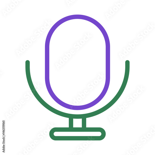 Minimalist Microphone Icon: Purple and Green Communication Technology Symbol