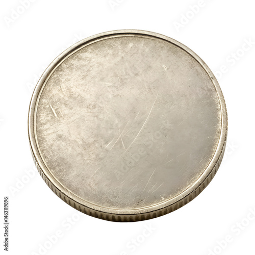 Empty Silver Coin. PNG.