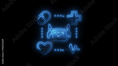 Wallpaper Mural Virtual reality and healthcare futuristic neon icons for medical technology and innovation Torontodigital.ca