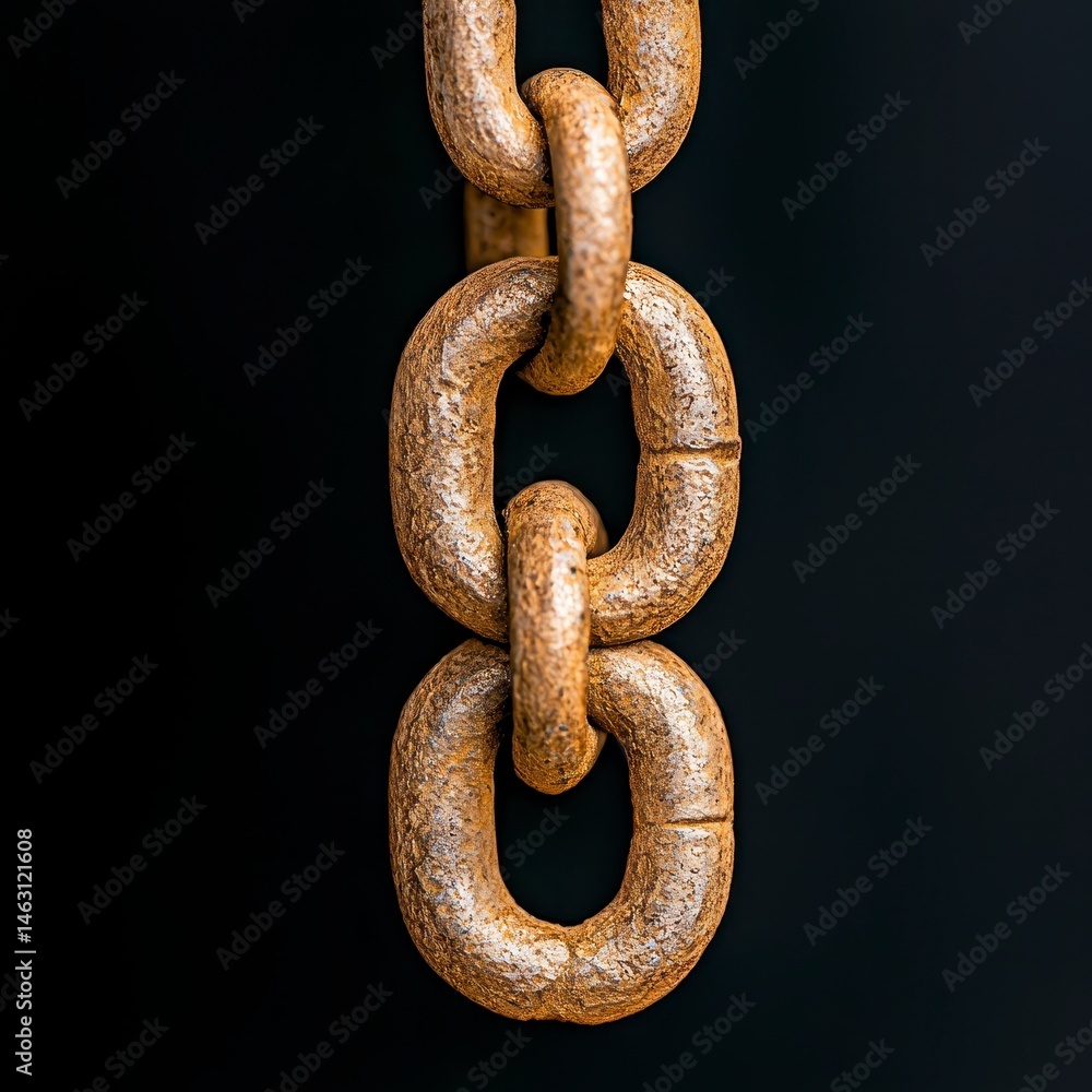 Rusty Gold Chain Close up on Black Background Rusty Gold Chain Close up on Black Background