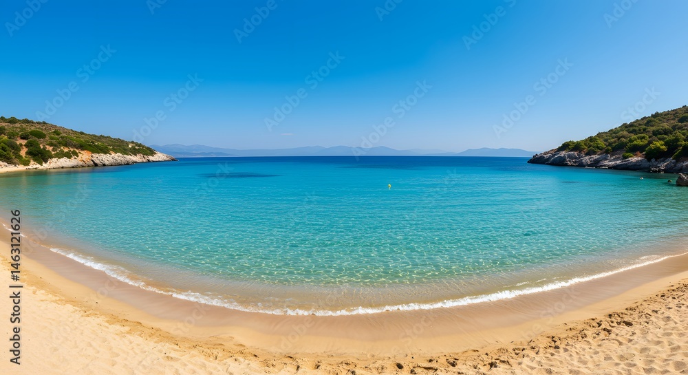 Scenic Beach Cove with Turquoise Water and Clear Blue Sky Scenic Beach Cove with Turquoise Water and Clear Blue Sky