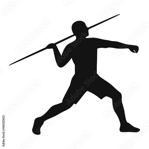 silhouette illustrations of javelin throw athlete