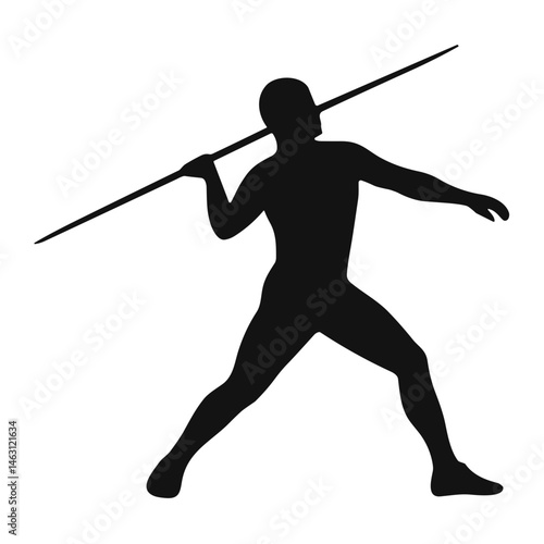 silhouette illustrations of javelin throw athlete