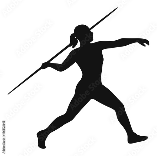 silhouette illustrations of javelin throw athlete