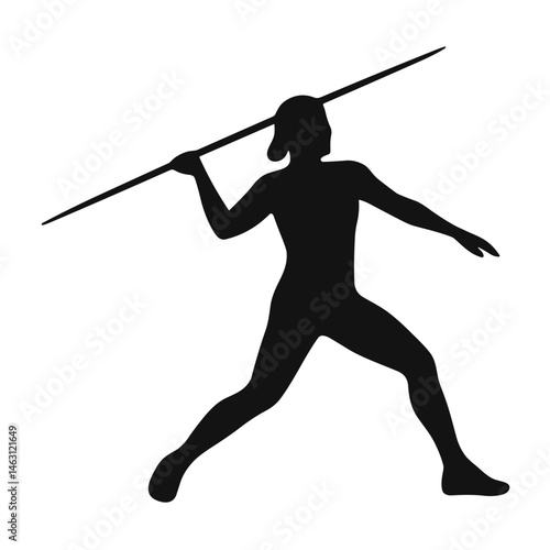 silhouette illustrations of javelin throw athlete