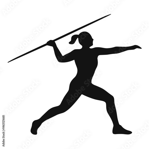 silhouette illustrations of javelin throw athlete